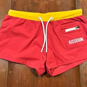 Aussiebum Medium SurfStretch Red and Yellow Boardshort Swim Trunks